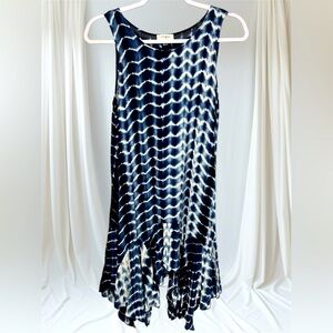 Umgee Navy and White Tie-Dye Tunic